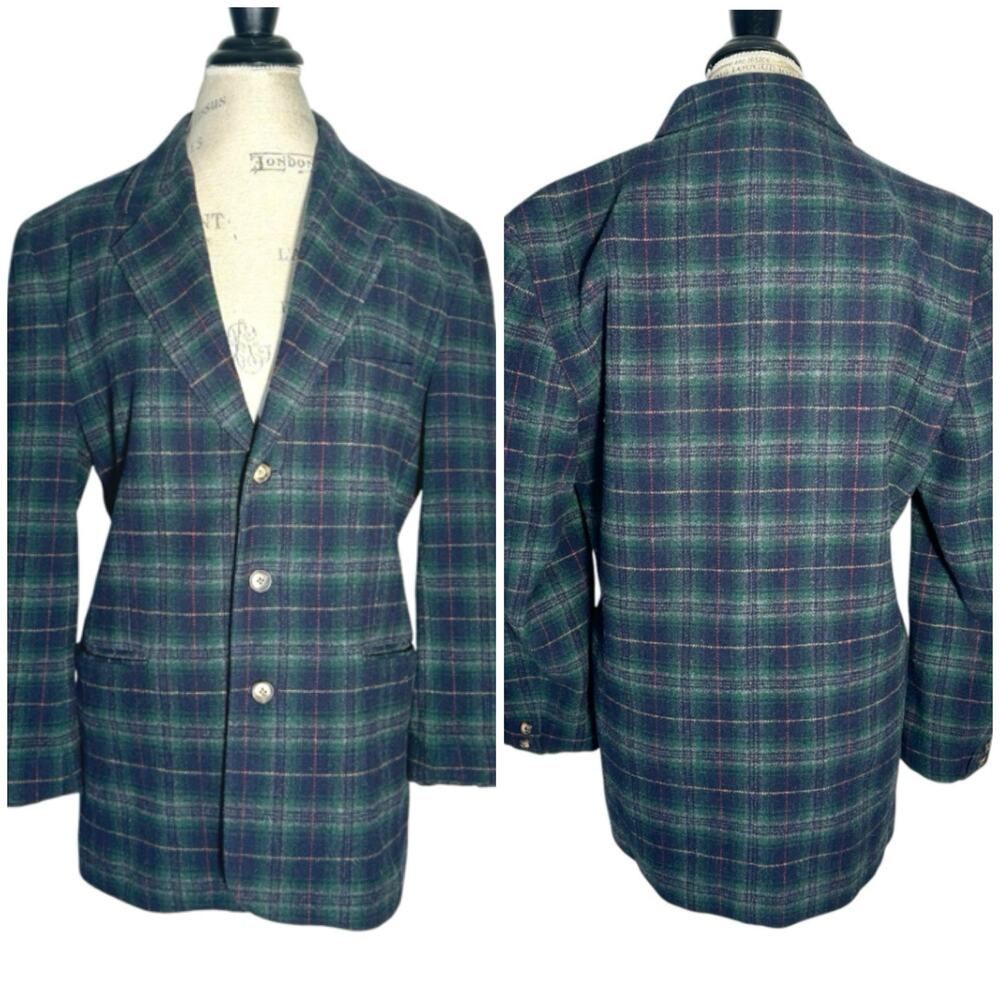 Gap | Women | Vintage 80s 90s Dark Plaid Academia Wool Blend Blazer | Size Small
